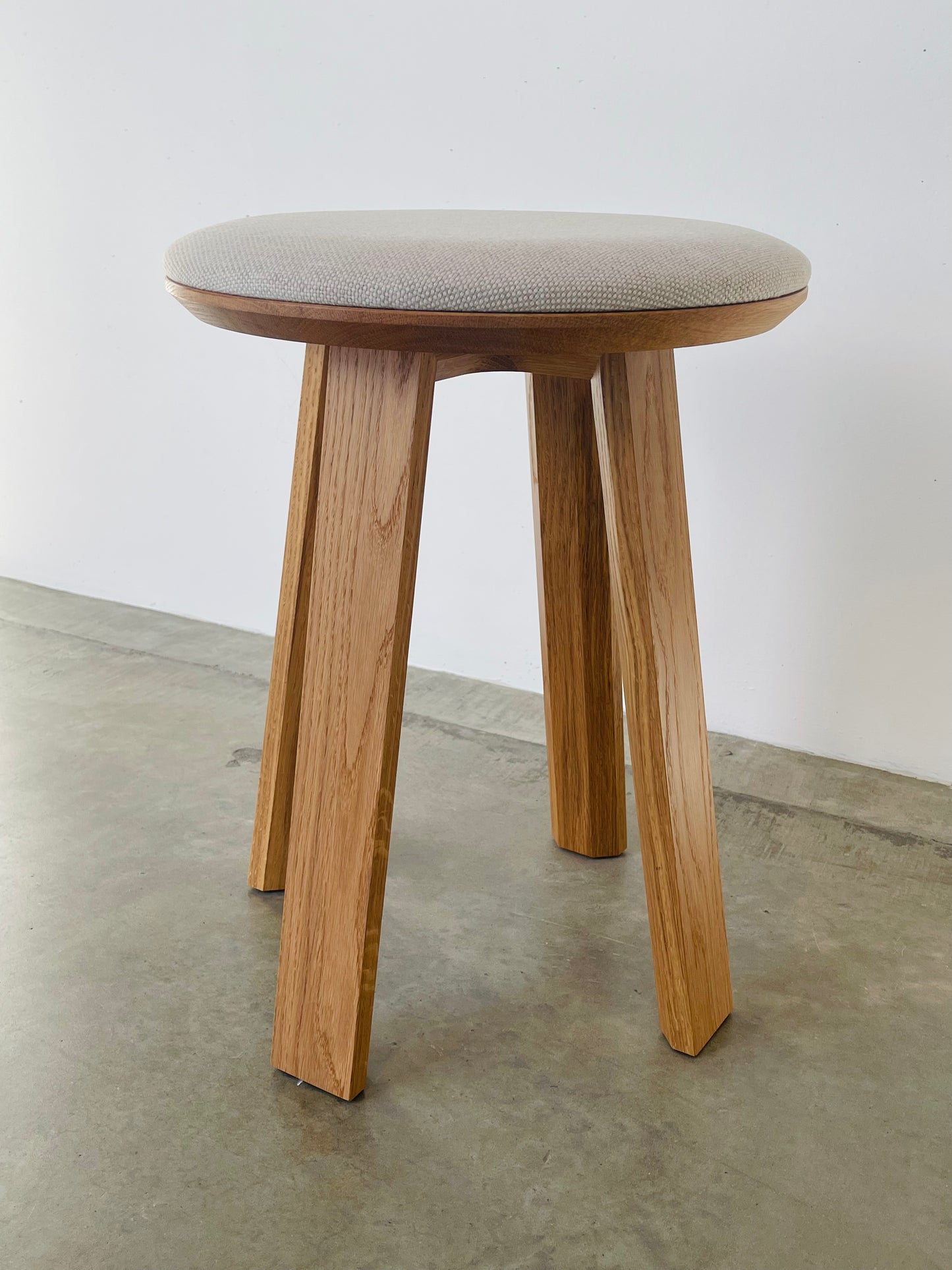 Wonton Stool in White Oak with leather seat by Nathan Day Design – detail
