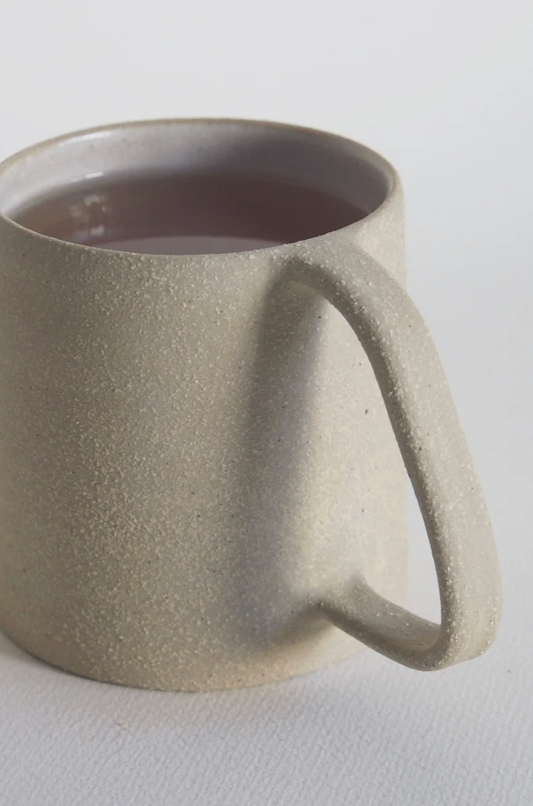 Morrie Mug handmade stoneware mug with raw clay exterior by Kura Studio – alternate view