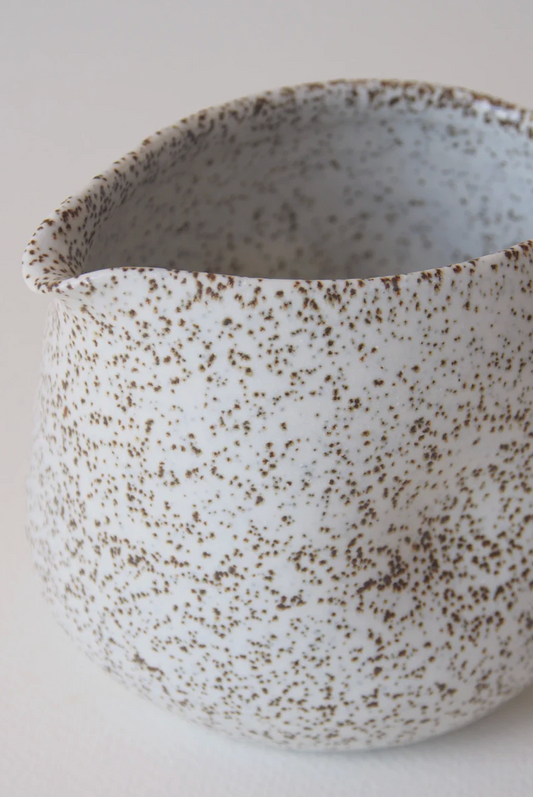 Handmade stoneware gravy pourer with dimpled grip by Kura Studio, Australian ceramics – alternate view