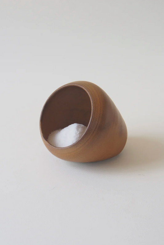 Salt Orb ceramic salt cellar with porcelain spoon by Kura Studio, handmade Australian stoneware – alternate view