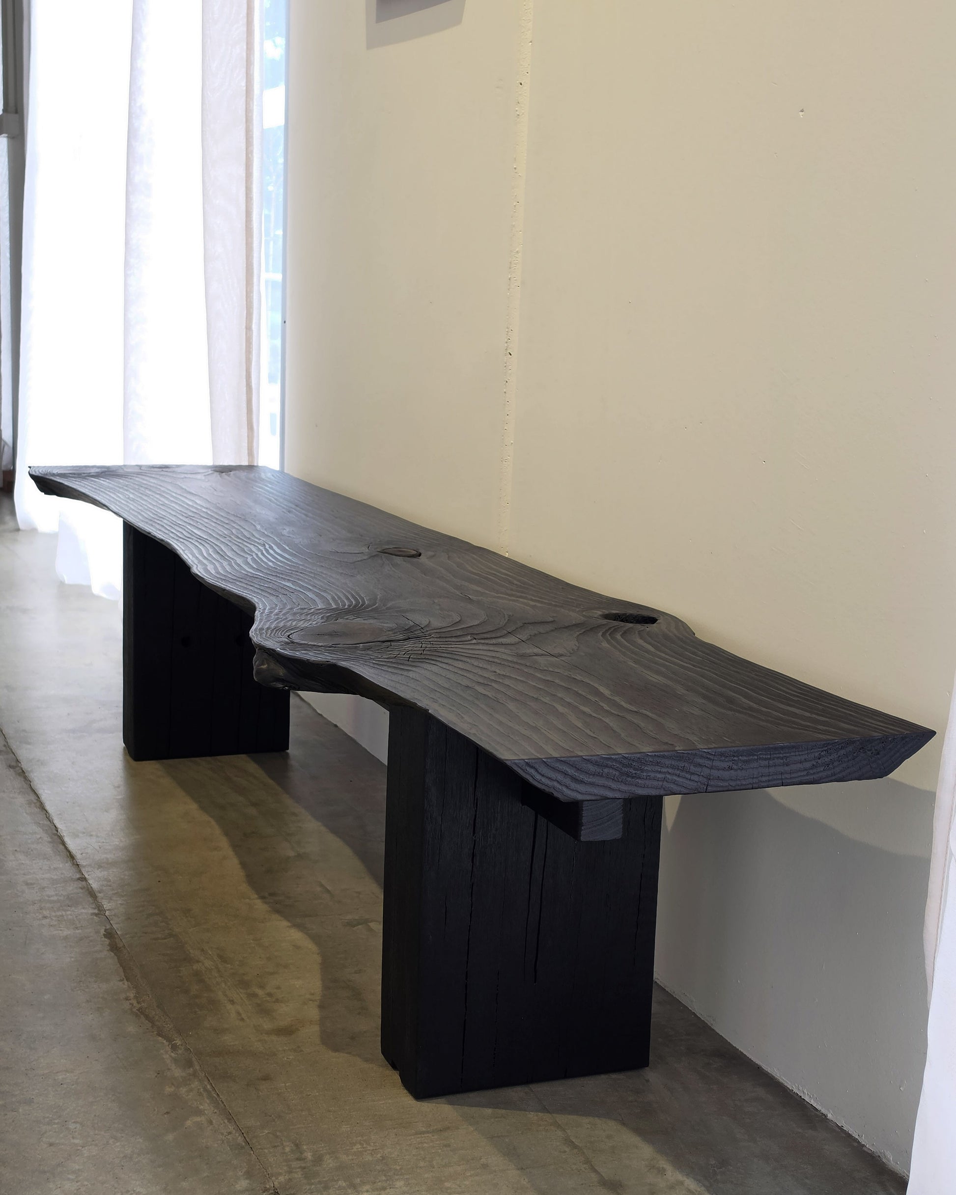 Burnside Bench in scorched Radiata Pine and jetty timber by Nathan Day Design, limited edition – view 4