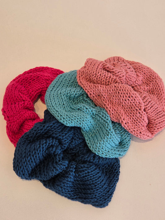 Colourful 100% Italian cotton hair scrunchies, handmade accessories