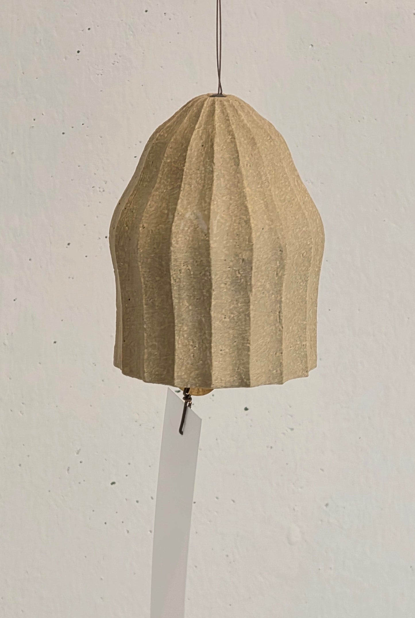Carved ceramic wind chime (Angin) by Kura Studio, handmade Australian stoneware garden decor – view 4