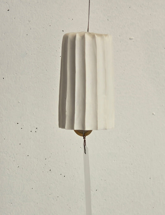Carved ceramic wind chime (Angin) by Kura Studio, handmade Australian stoneware garden decor – alternate view