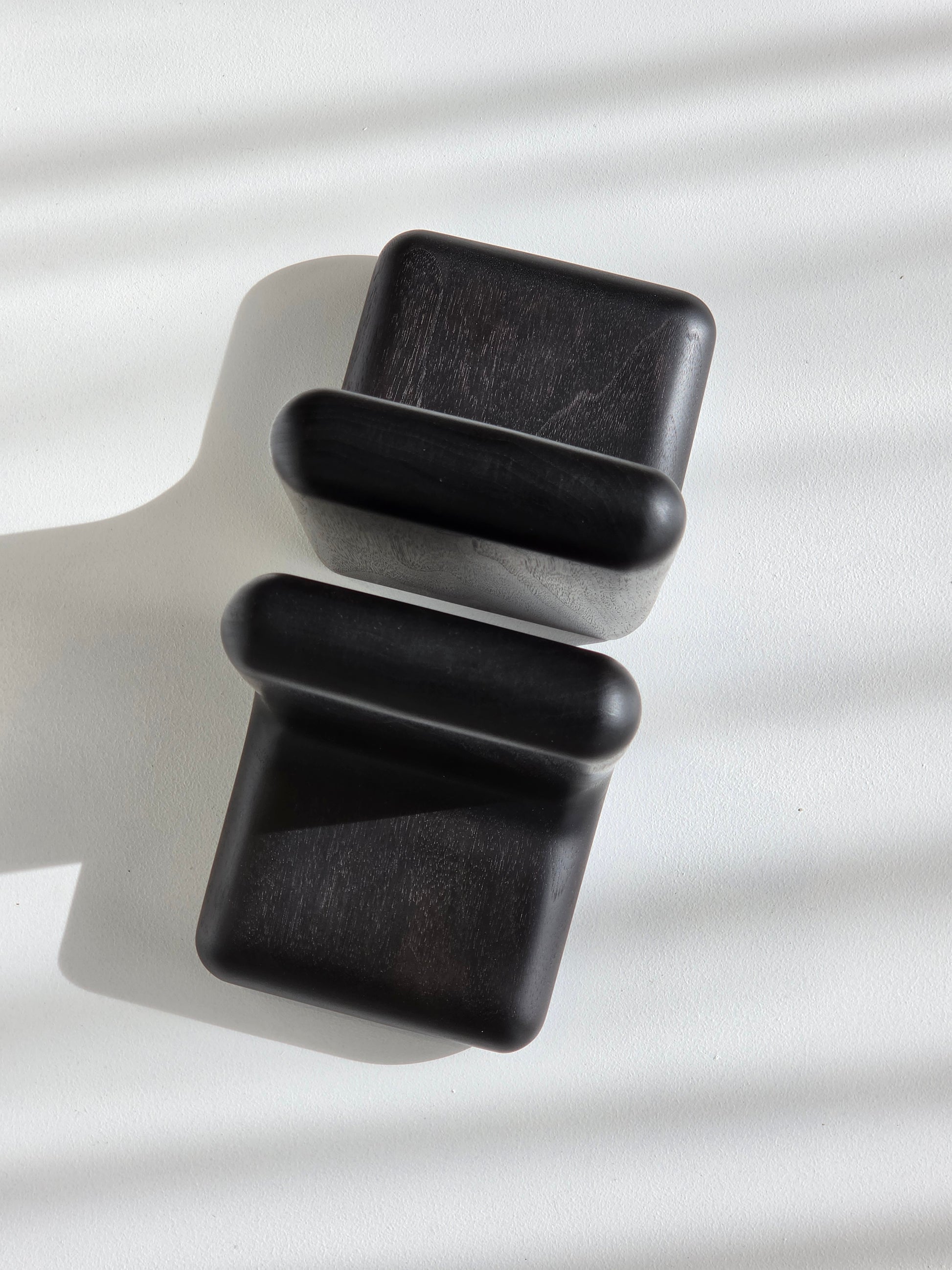 Hippo book ends in ebonised Jarrah, handcrafted by Nathan Day Design – alternate view
