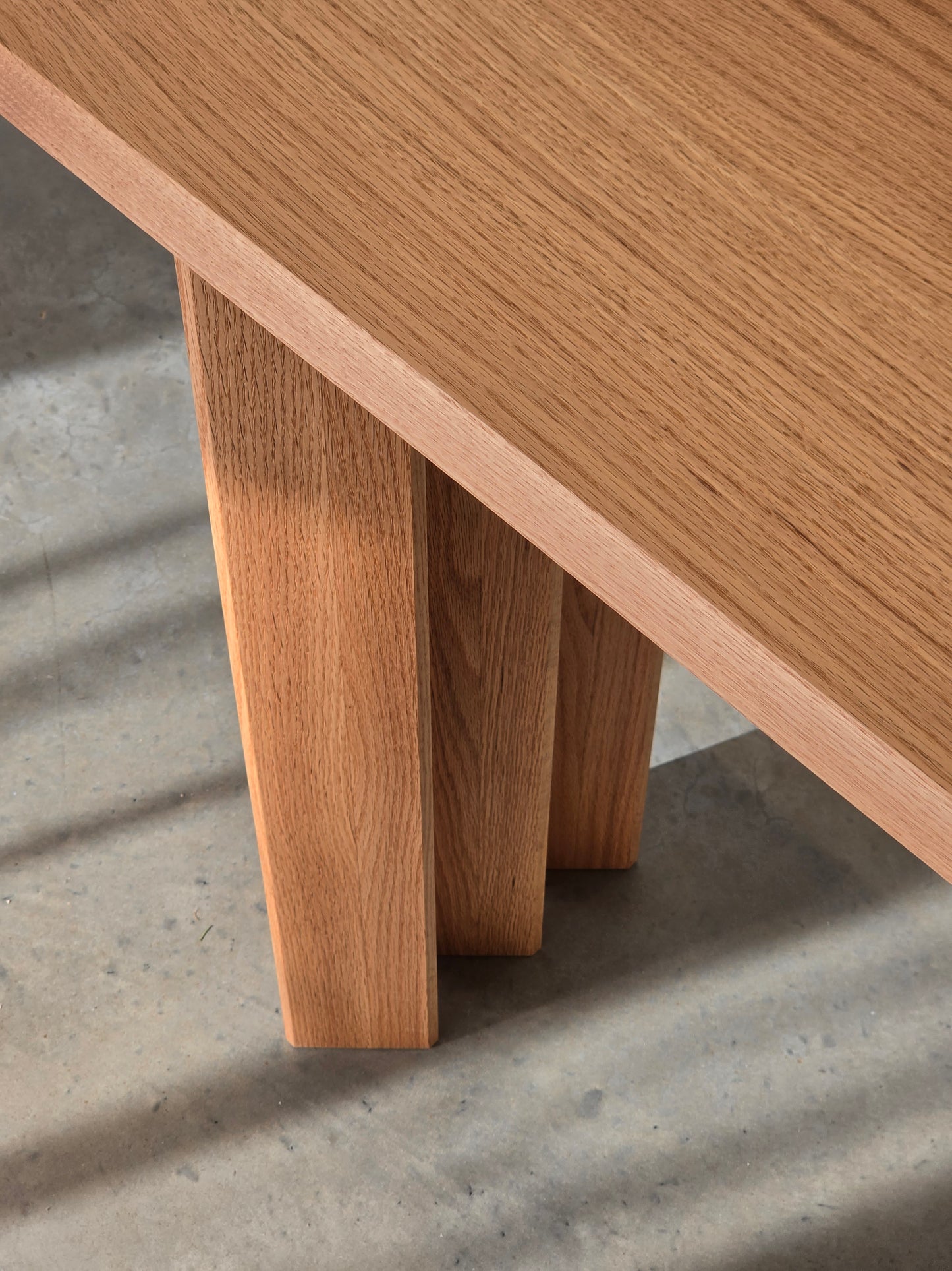 Prism Console Table in Red Oak by Nathan Day Design – detail