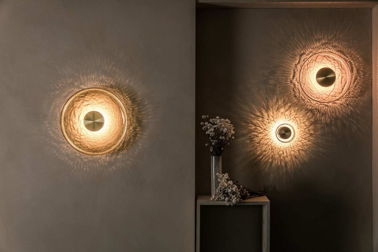 Crackle W4 wall light in matte black with crackle glass by Alex Fitzpatrick