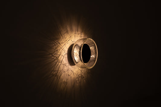 Crackle W1 wall light in matte black with crackle glass by Alex Fitzpatrick