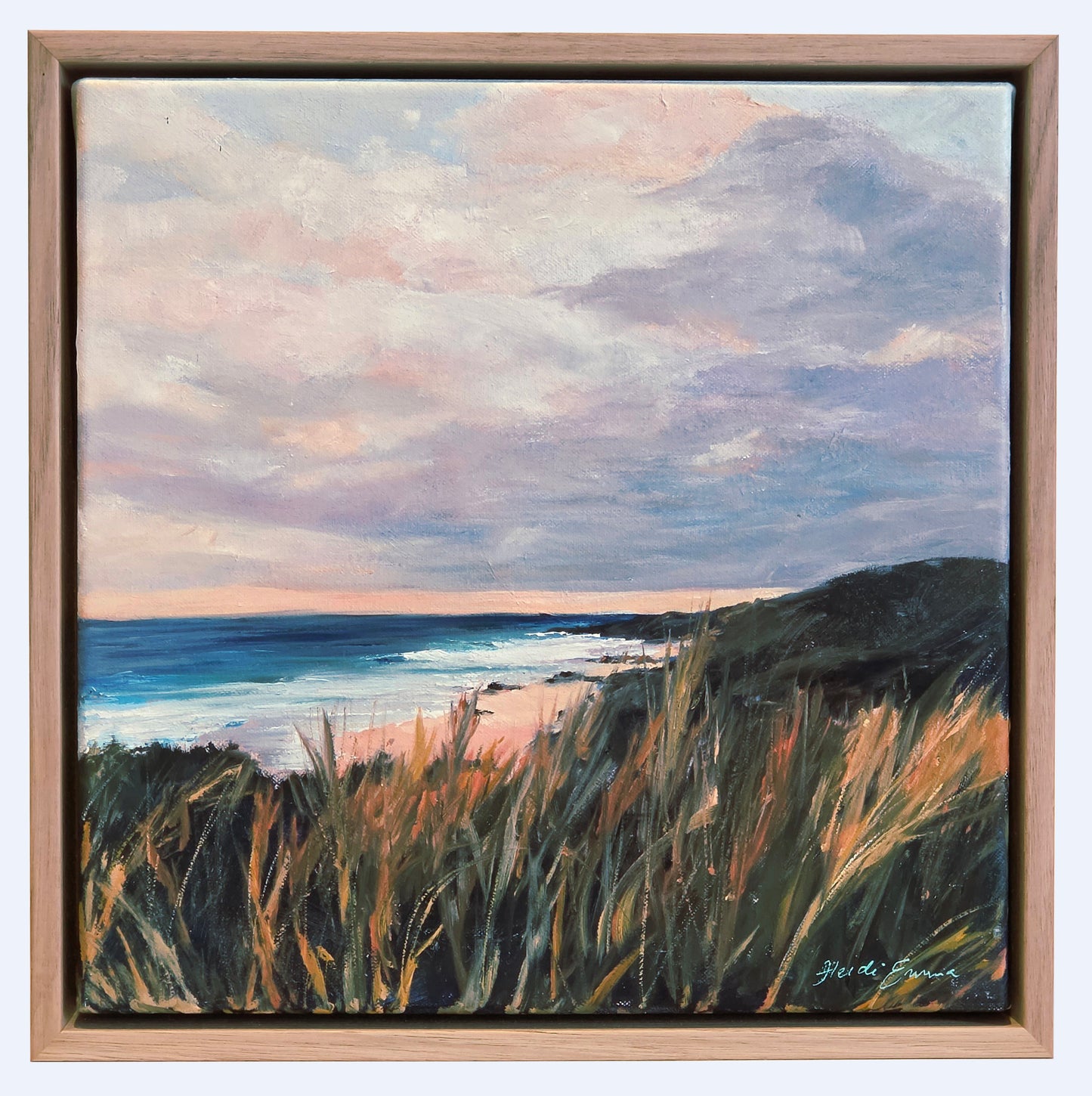 'Day's End, Cape Naturaliste' by Heidi Emma, original oil on canvas artwork in an oak shadow frame