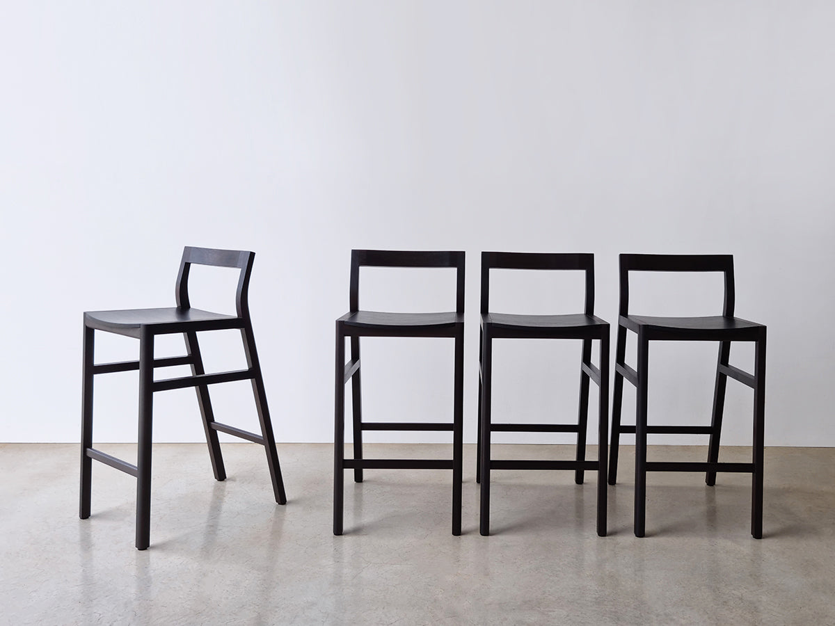 Low back bar stool in ebonised Jarrah by Nathan Day Design, made to order – detail