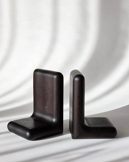 Hippo Book Ends — Ebonised Walnut