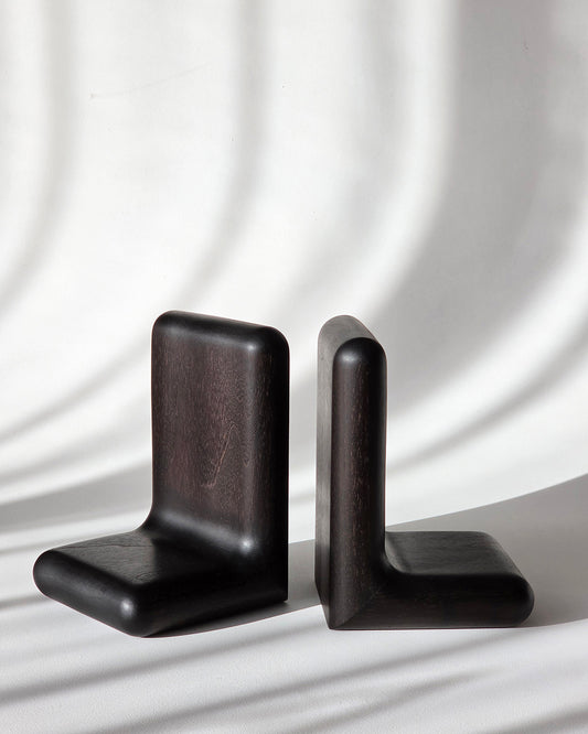 Hippo Book Ends — Ebonised Walnut
