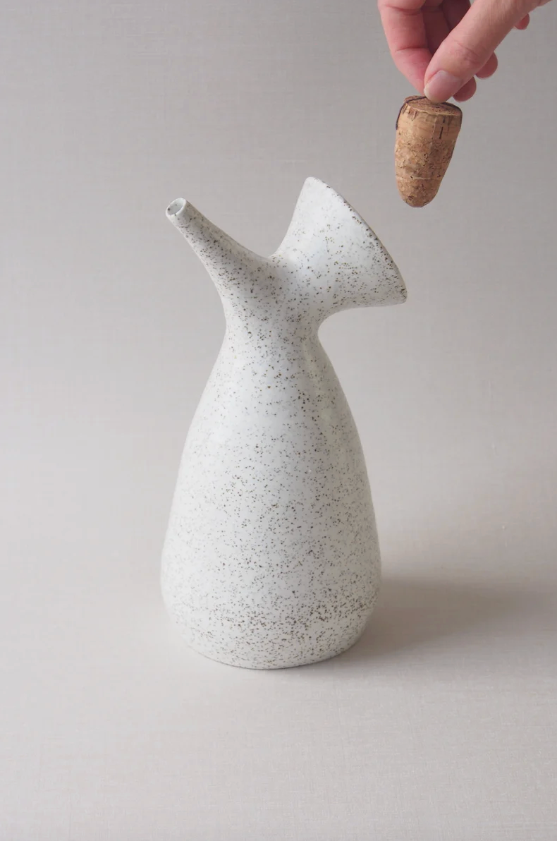 Noot Noot ceramic oil dispenser with long narrow spout by Kura Studio, handmade Australian stoneware – view 5