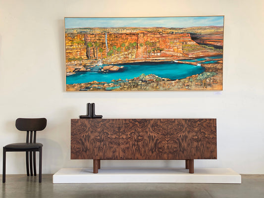 Burr Walnut Credenza by Nathan Day Design, solid walnut cabinet with feature burr walnut doors, limited edition 1 of 1