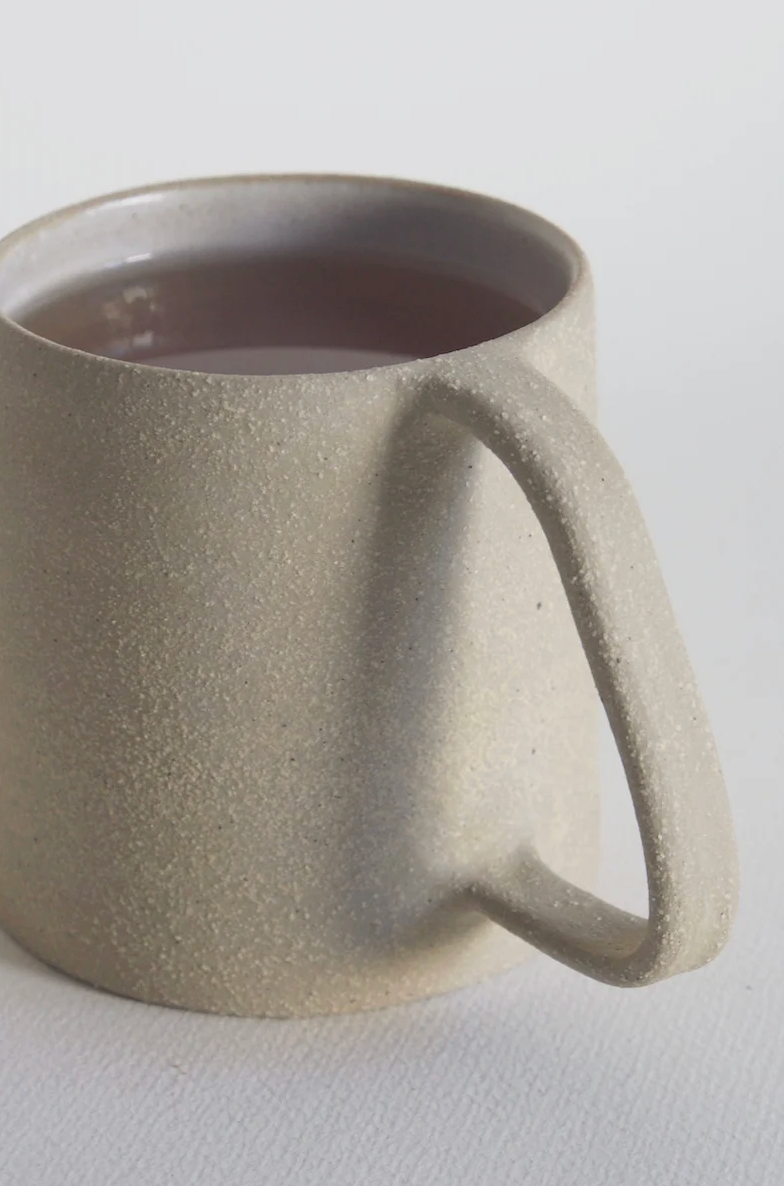 Morrie Mug handmade stoneware mug with raw clay exterior by Kura Studio – alternate view