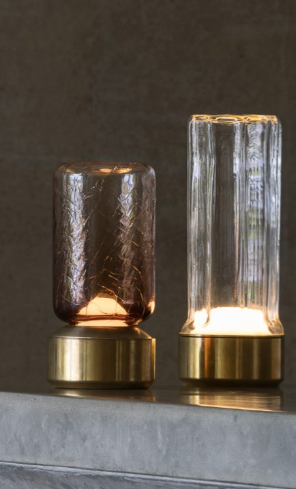 Choir Roma LED table light in bronze PVD with clear glass by Alex Fitzpatrick – detail