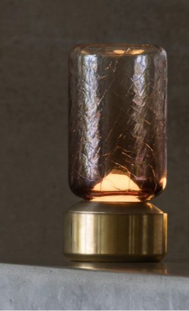 Choir Canmore LED pendant light in bronze PVD with crackle glass by Alex Fitzpatrick – alternate view
