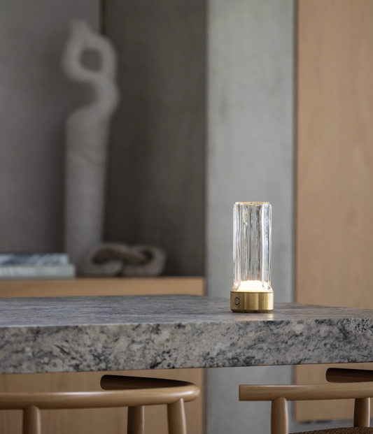 Choir Roma LED table light in bronze PVD with clear glass by Alex Fitzpatrick – alternate view
