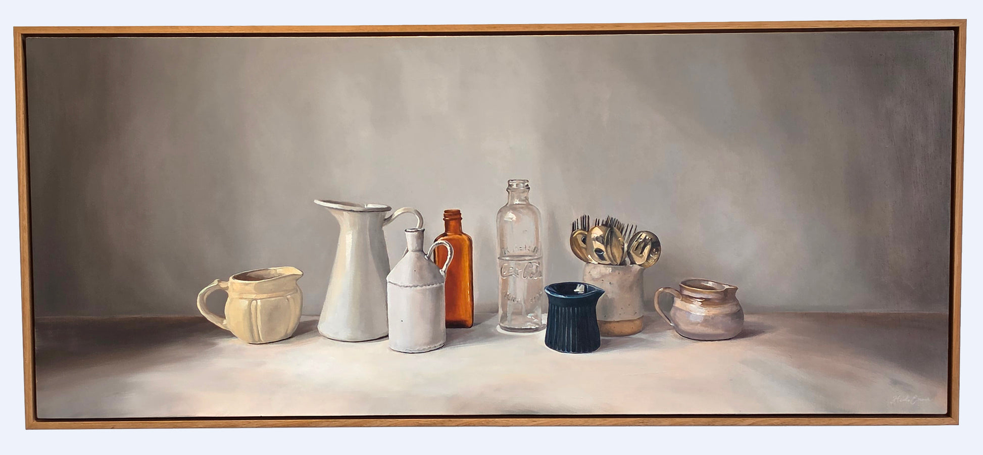 'Surrounded By You' by Heidi Emma, original oil on board artwork in an oak shadow frame