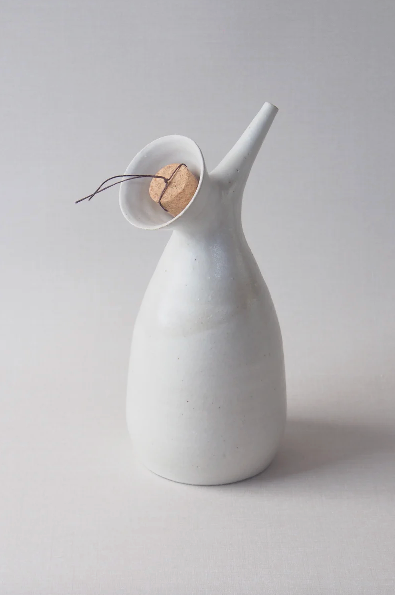 Noot Noot ceramic oil dispenser with long narrow spout by Kura Studio, handmade Australian stoneware