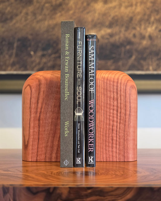 Wil-ya Bookend in curly Jarrah by Nathan Day Design, sculptural handcrafted timber bookend