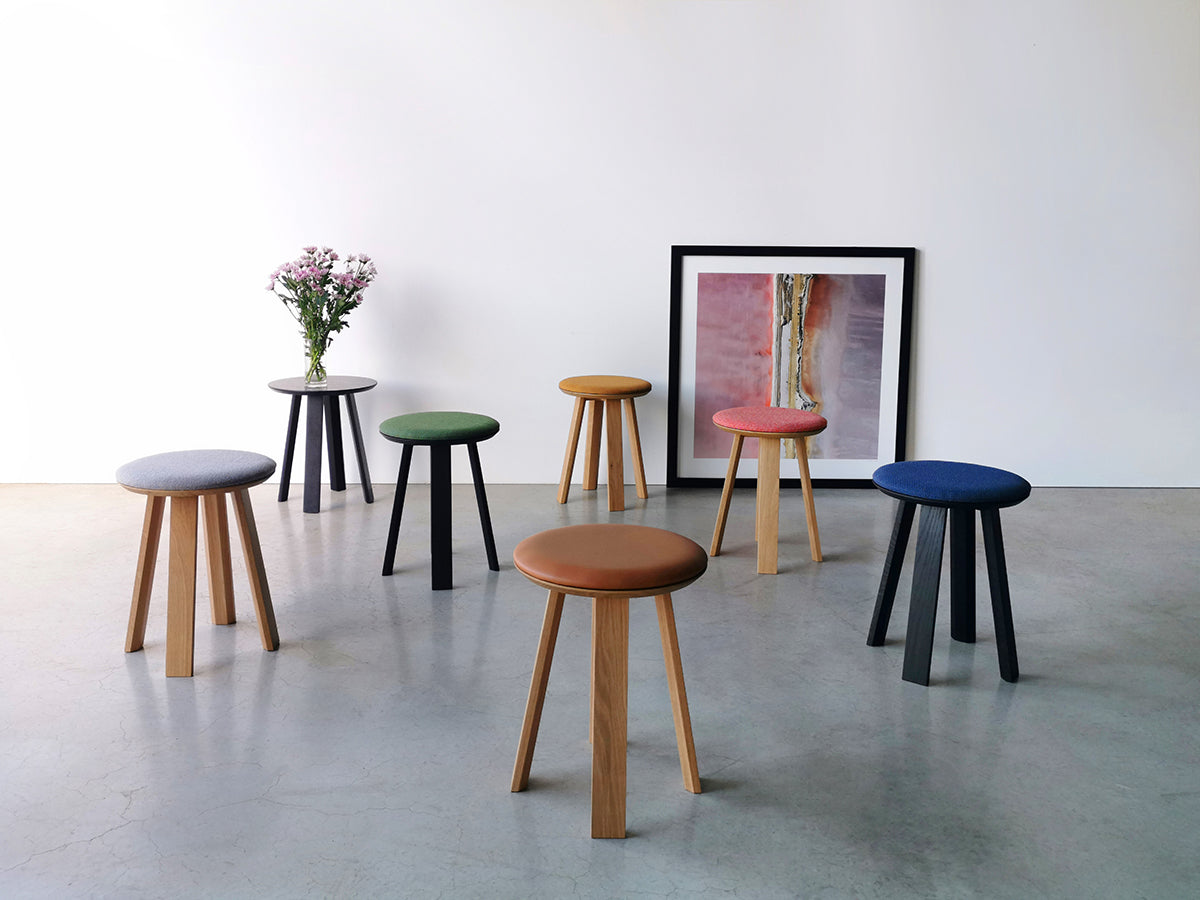 Wonton Stool in White Oak with leather seat by Nathan Day Design – alternate view